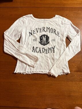 Old Navy White 'Nevermore Academy' Long-Sleeve Graphic Tee